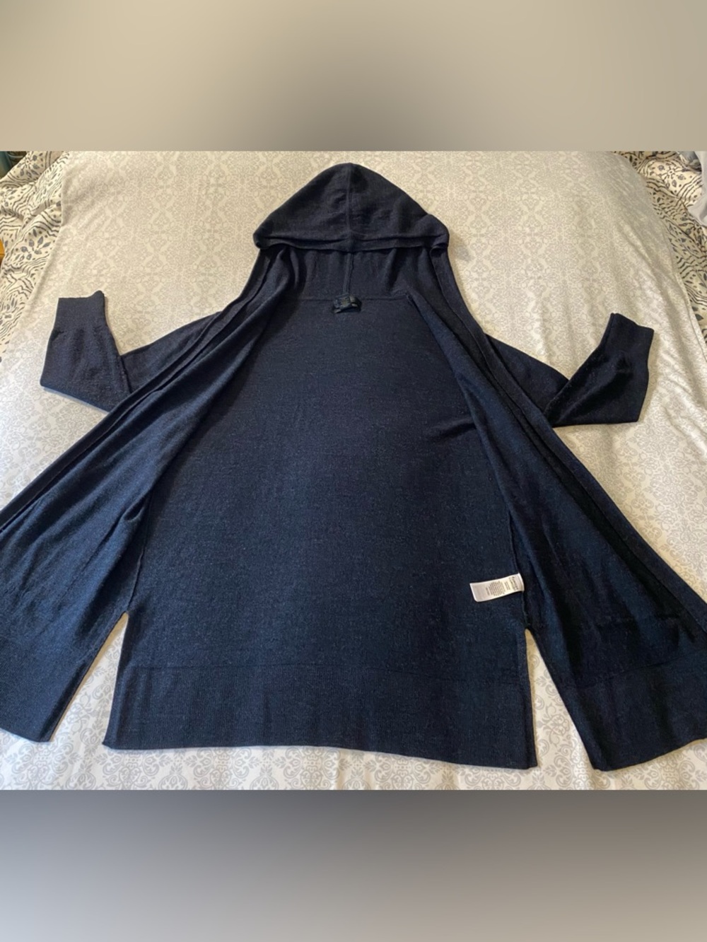 Rachel Roy Merino Wool Long Hooded Open Cardigan Sweater with Pockets - Picture 5 of 16